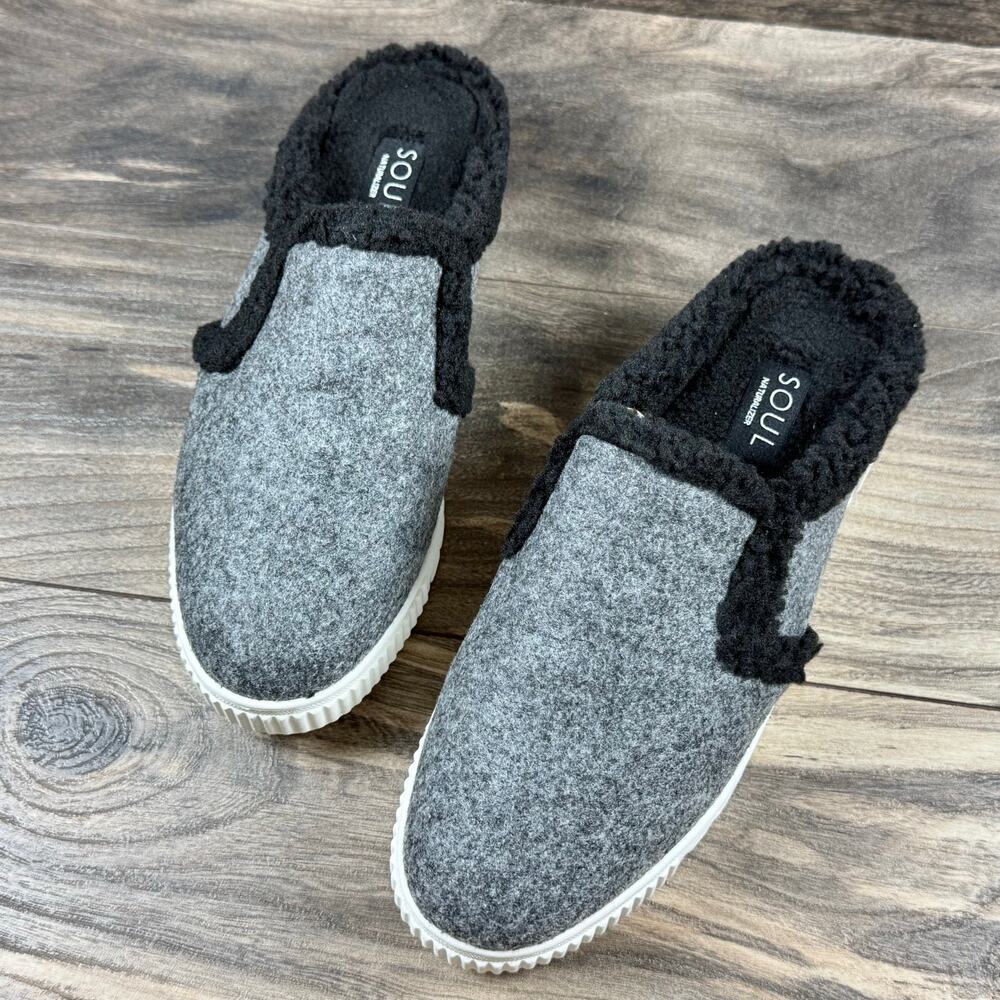 NIB SOUL Naturalizer 8.5W Truly Cozy Faux Fur Lined Comfort Sneaker Clog Grey - Picture 3 of 11